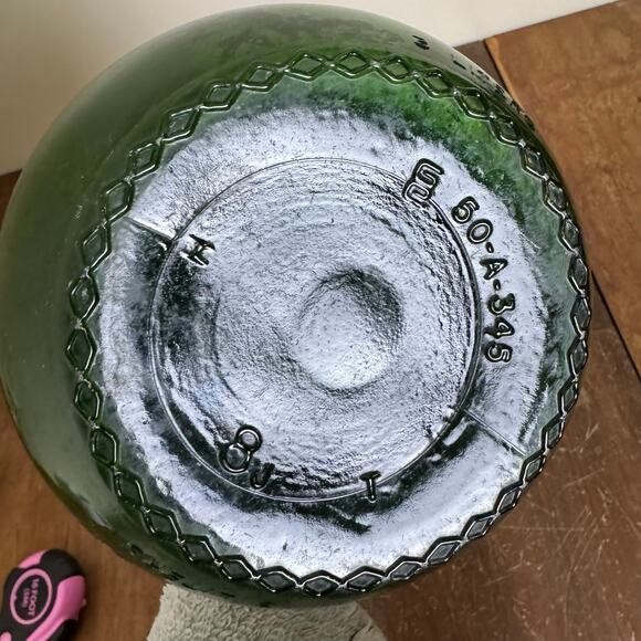 Vintage Green Glass Wine Demijohn Carboy Jug Jar Growler Large Decorative Accent - Picture 4 of 6